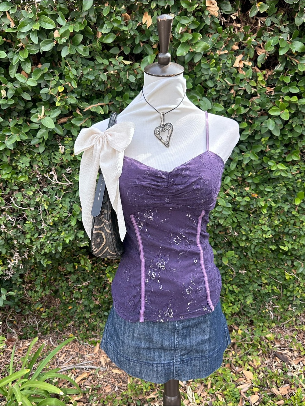 ✨Y2k Candie's Purple Floral Spaghetti-Strap Blouse